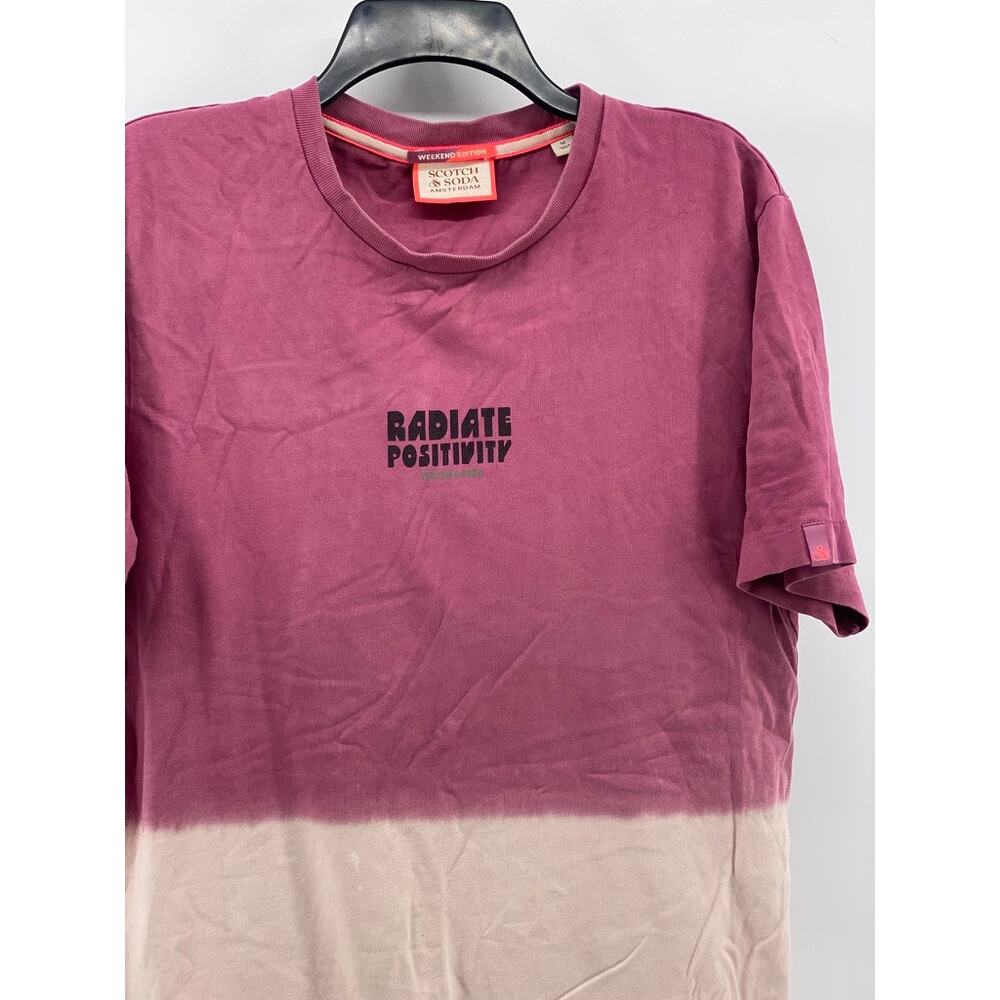 SCOTCH & SODA Men's Pink Tie-Dye Weekend Edition Radiate Positivity T-Shirt SZ M - Picture 3 of 14